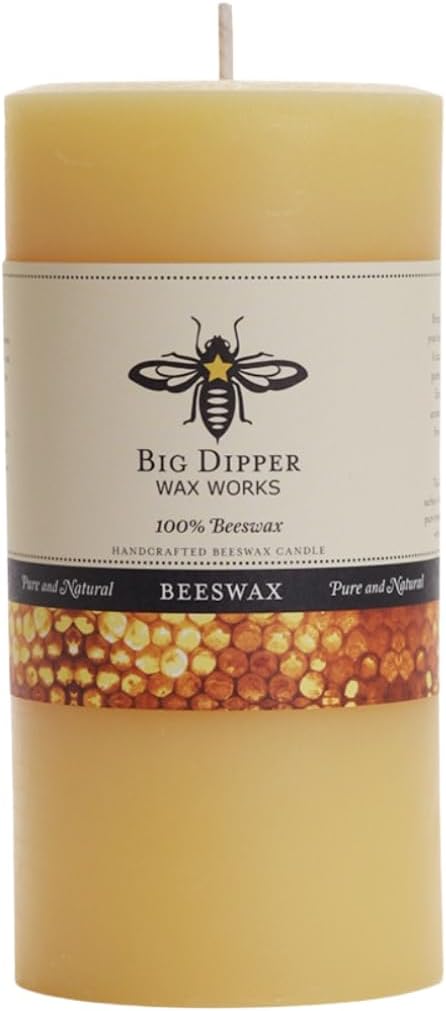 Big Dipper Wax Works 100% Beeswax Pillar Candle, 3 x 6 in, Natural