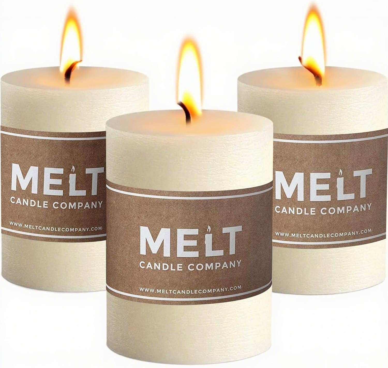 Melt Candle Ivory Pillar 3-pack (B06WCZ44R1)
