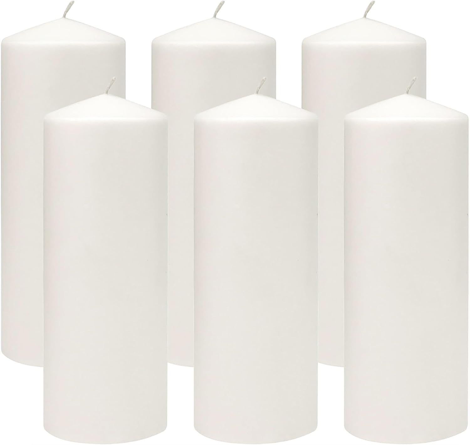Stonebriar Unscented White Tall Pillar Candles, 80 Hour Burning Candle Pillars, 3 x 8 Inches, 6 count