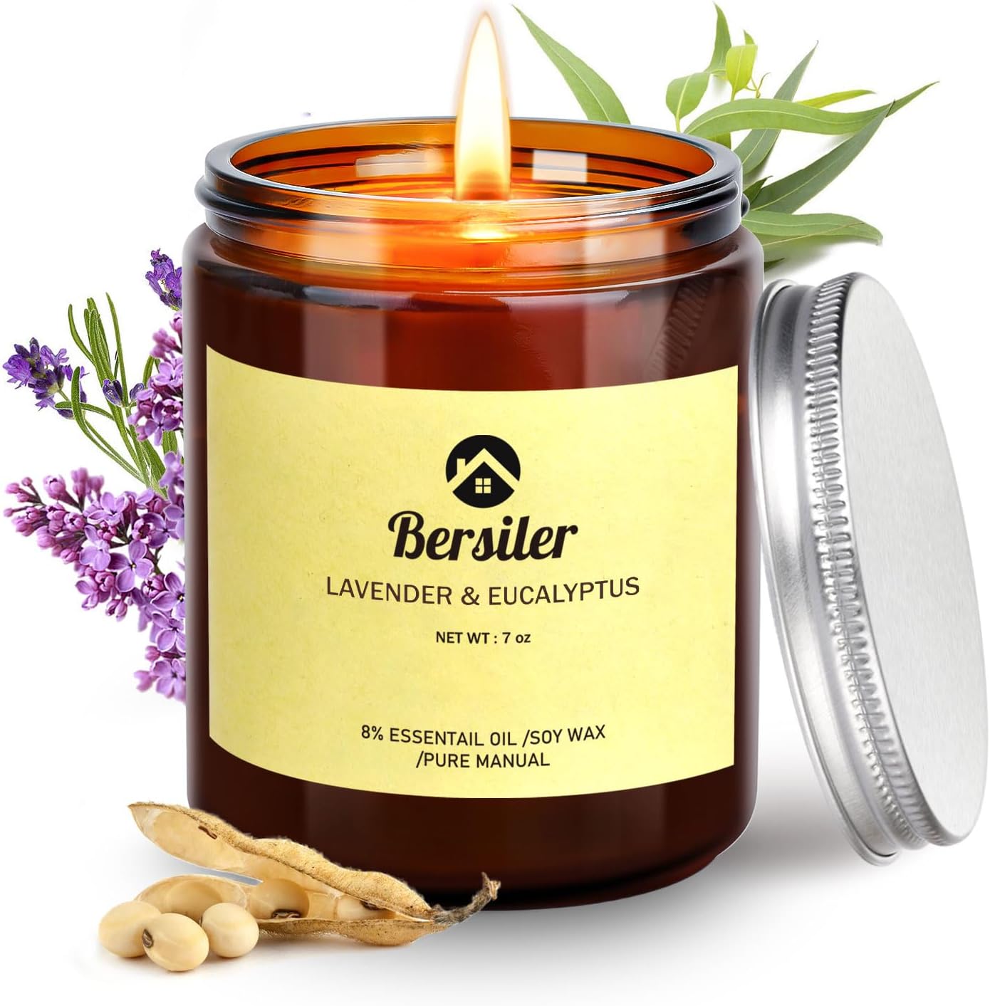 Lavender Eucalyptus Soy Candle (B093DMD1MK)