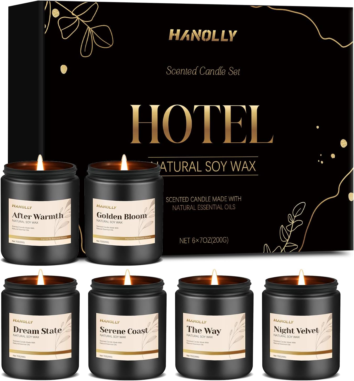 Hotel Scented Candles Gift Set, 6 Pack Candles for Home Scented
