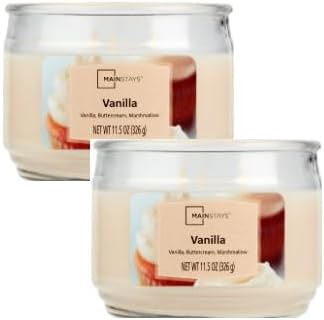 Mainstays Vanilla Scented 3-Wick Glass Jar Candle, 11.5 oz 2Pack