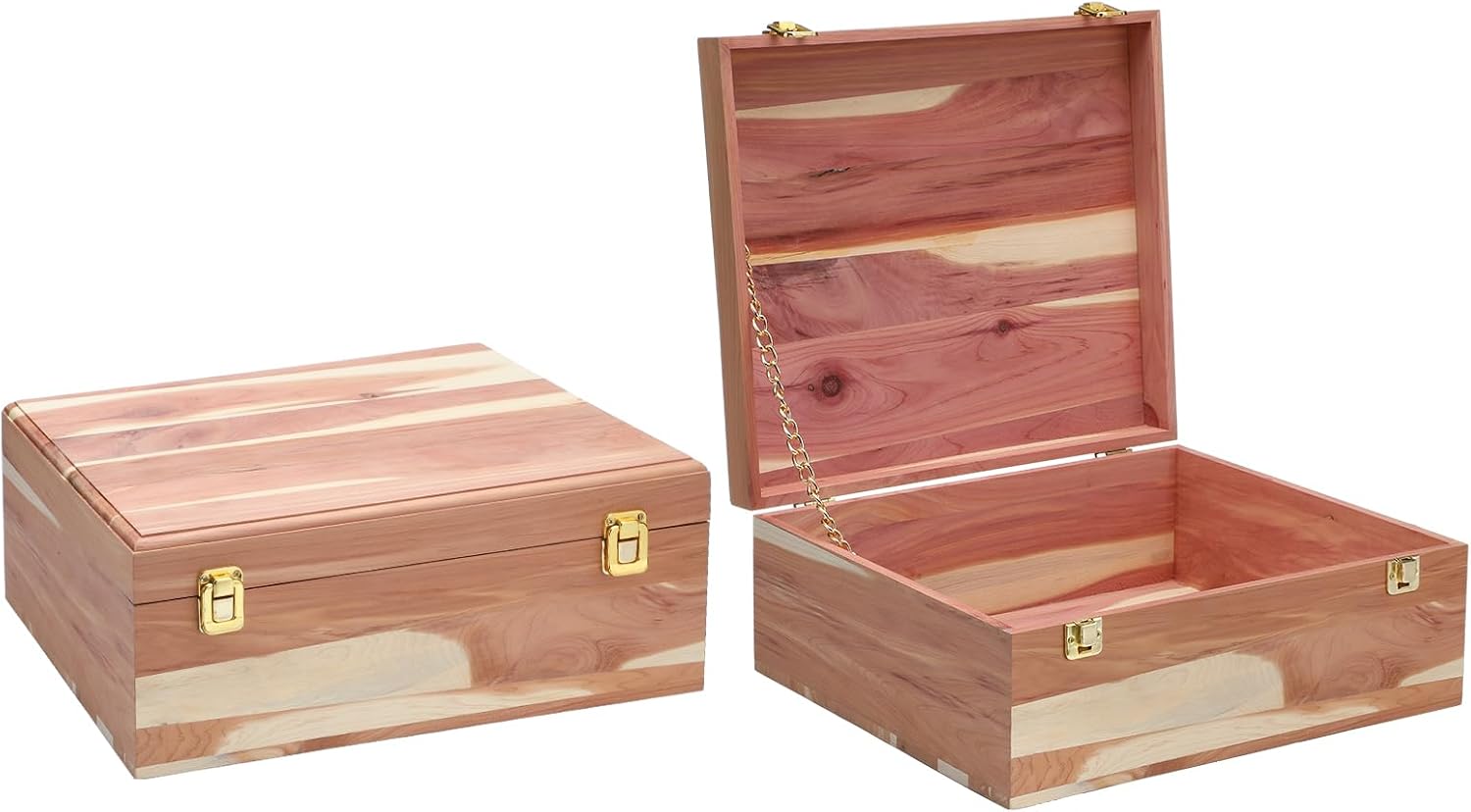Sawysine 14.2 x 12.6 x 5.9 Inch Cedar Sweater Storage Box with Lid Dual Clasps and Hinge, Cedar Chest for Bedroom Blanket Clothes
